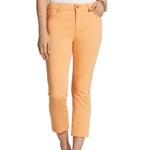 Chico's So Lifting Orange Crop Jeans Pants Size 0.5 S 6 Capri Spring Fall